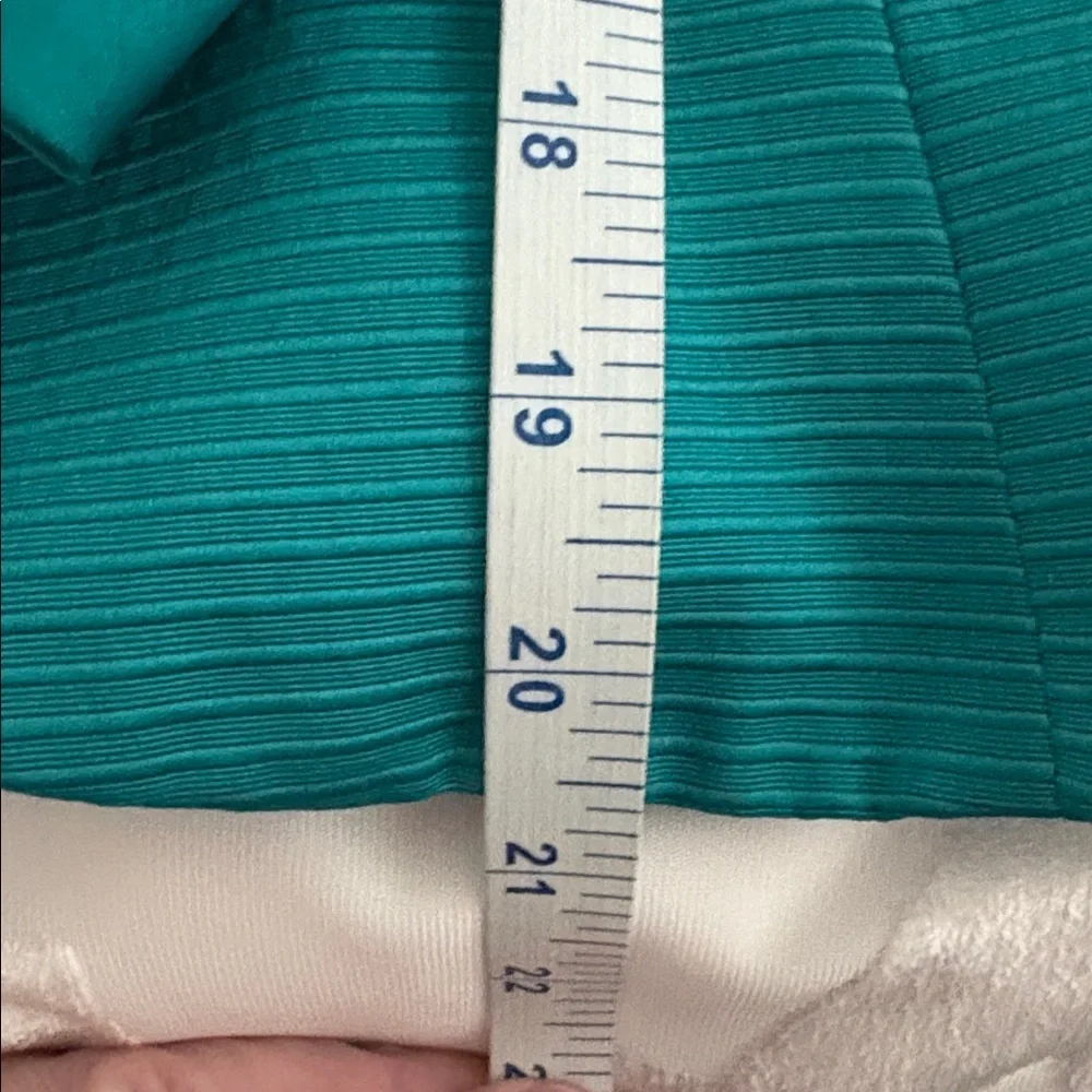 Arthur Doucette Teal Women's Silk Suit, Skirt with Decorative Bow Jacket. Size 6